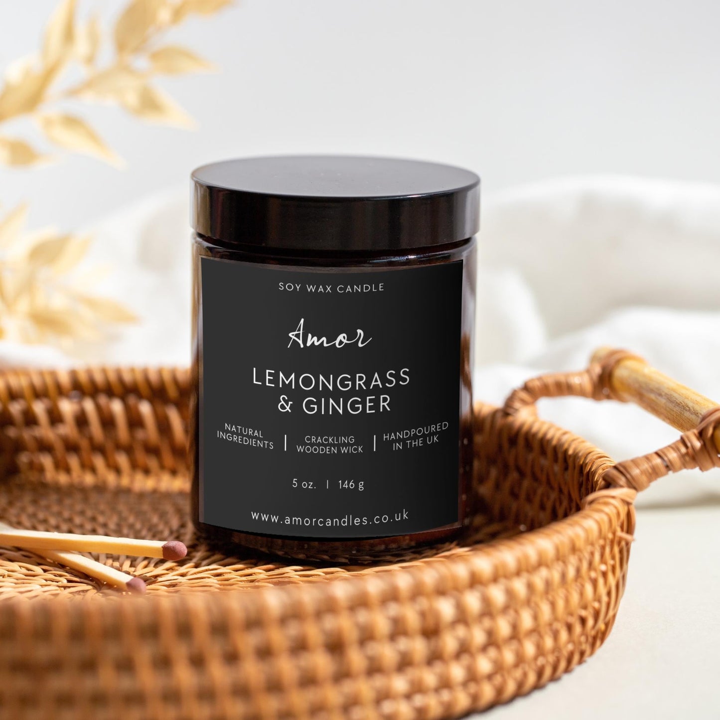 Lavender & Dead Sea Minerals Scented Soy Wax Candle with Wooden Wick | Pure essential oil blend | 180ml - up to 40 hours | Eco-friendly!