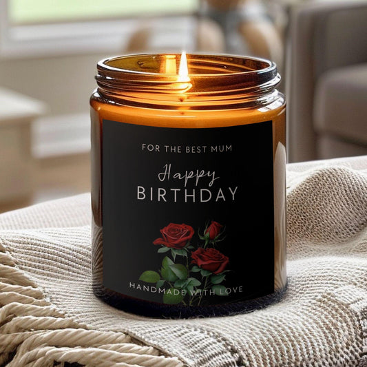HAPPY BIRTHDAY MUM Soy Wax Candle with Wooden Wick | Pick your Scent  | Burn-time up to 40 hours | Eco-friendly!