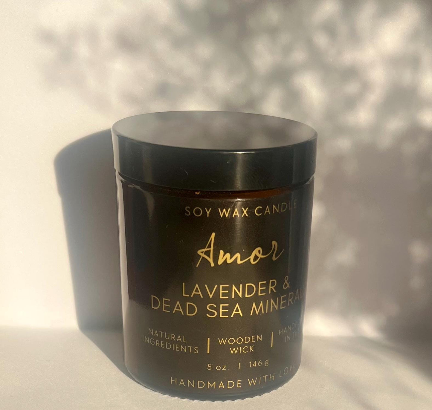 Lavender & Dead Sea Minerals Scented Soy Wax Candle with Wooden Wick | Pure essential oil blend | 180ml - up to 40 hours | Eco-friendly!
