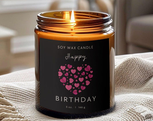 Happy Birthday Soy Wax Candle with Wooden Wick | Pick your Scent  | Burn-time up to 40 hours | Eco-friendly!