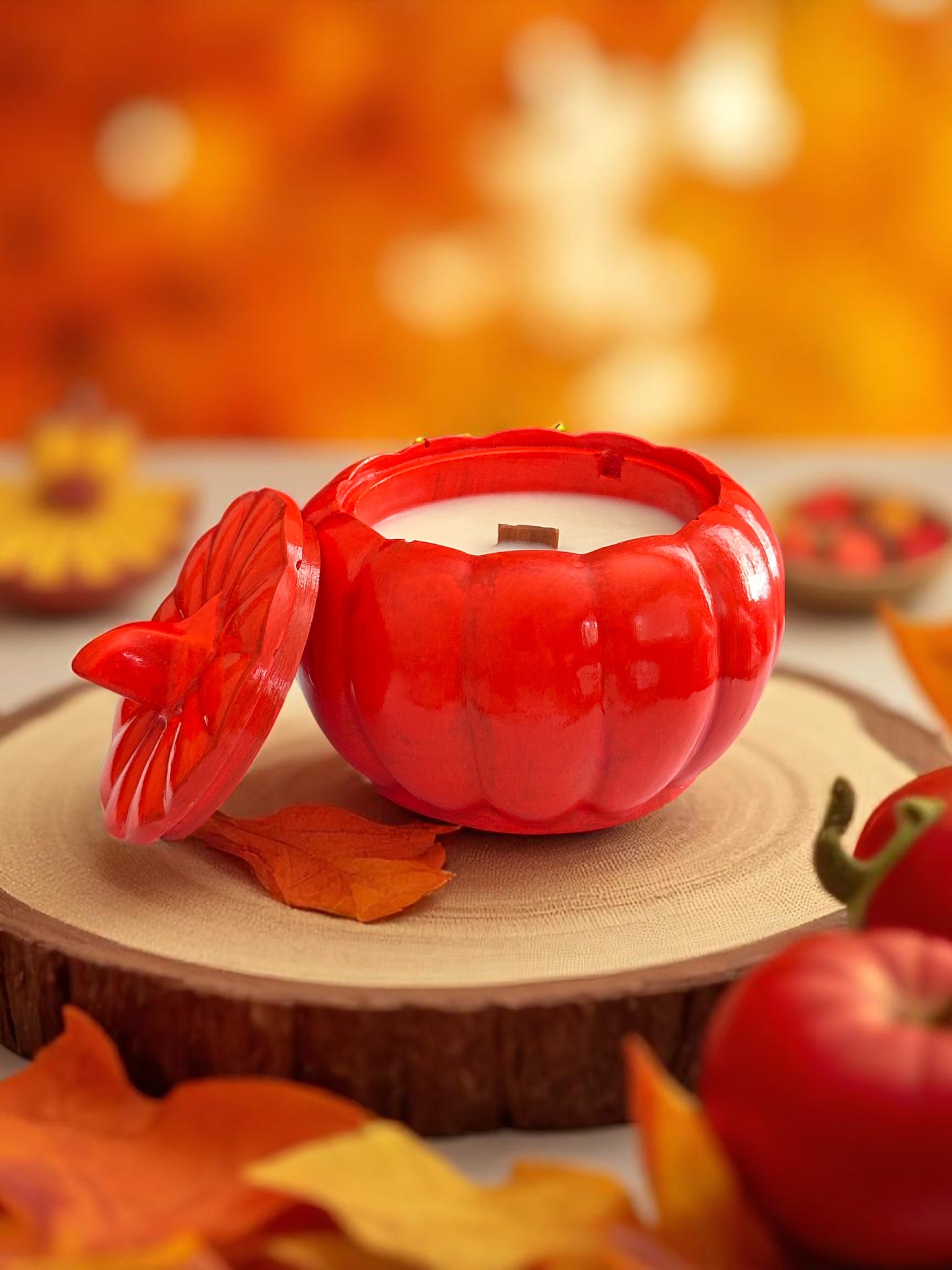 Pumpkin spice soy wax candle in reusable cement jar – fall scented home décor